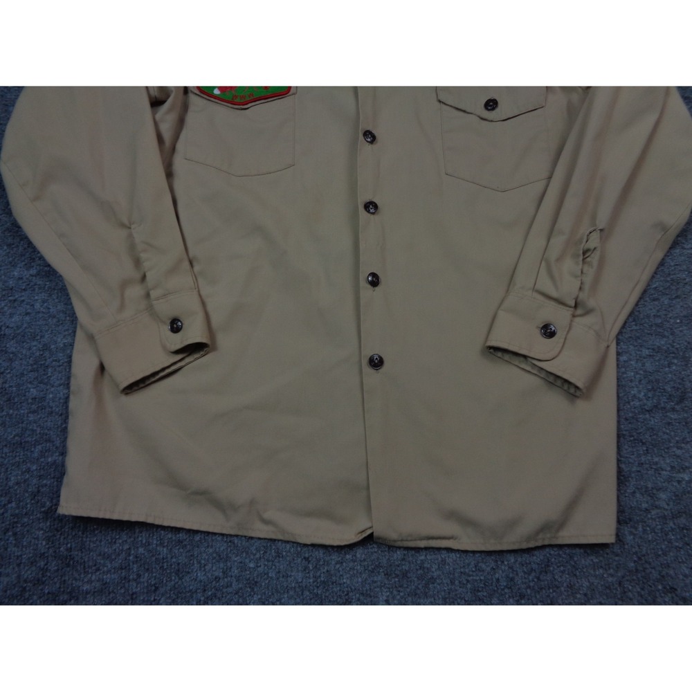 Vintage Boy Scouts of America Shirt Mens L Brown Assistant Scoutmaster Patches - Picture 2 of 14